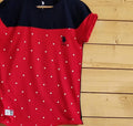 Men's Dual Printed Trending T-Shirts (Red & Black, S)