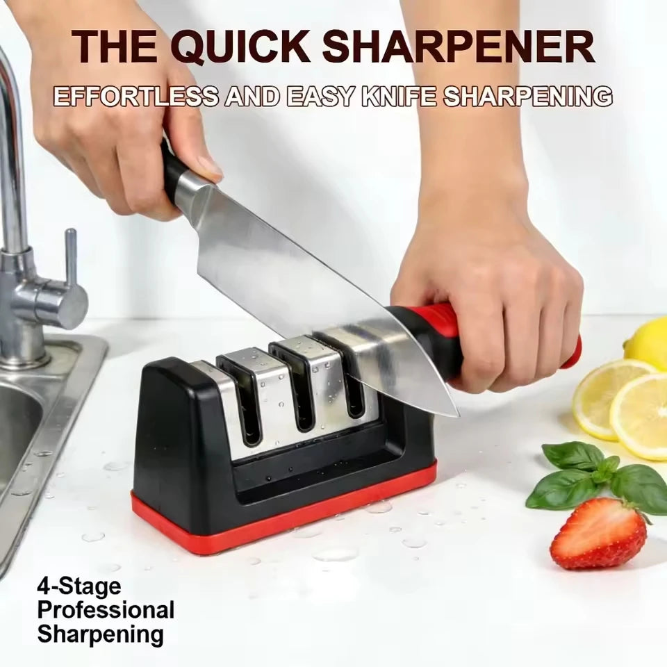 Ergonomic 3 Stage Manual Knife Sharpener Non-Slip Handle Kitchen Knife Sharpening Tool for Home Cooking