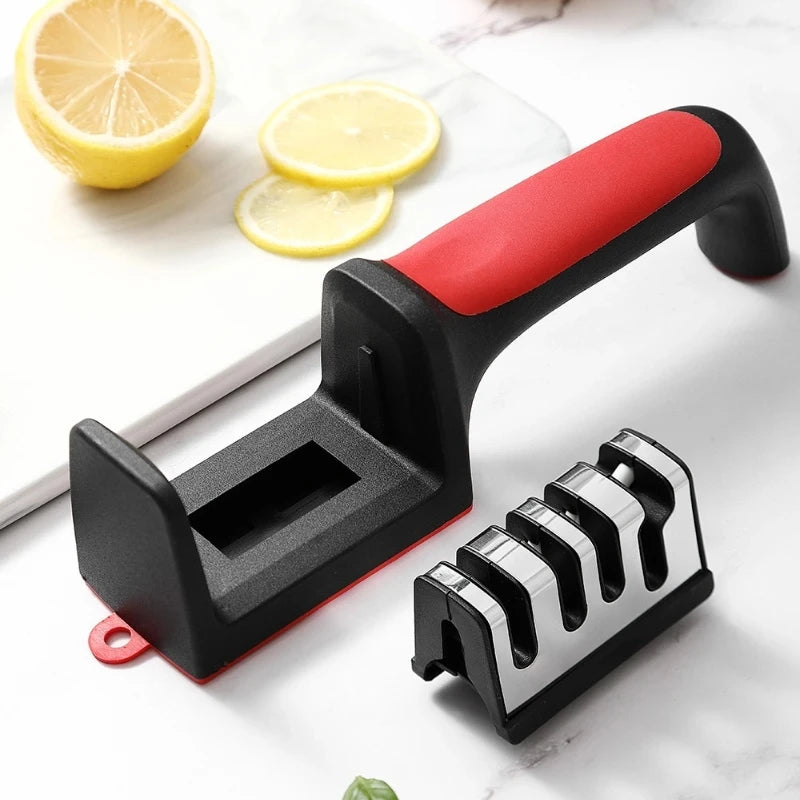 Ergonomic 3 Stage Manual Knife Sharpener Non-Slip Handle Kitchen Knife Sharpening Tool for Home Cooking